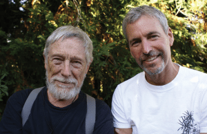 Gary Snyder (left) and Tom Killion have collaborated on three books together. In June, they spoke to a sold-out crowd in Point Reyes Station. Photo by Katsunori Yamazato