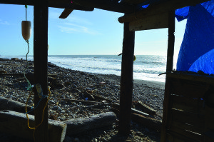 A small, hard-to-get-to beach shack on the California coast provides a 'million-dollar view of the ocean.' Staff photo.