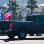 Marin City Trump Train truck with flags