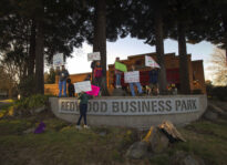 Workers and residents fight Providence healthcare cuts Petaluma Valley Hospital protest 2023 - Will Carruthers