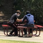 A chaplain from The Street Chaplaincy in Marin offers spiritual support to a homeless person in San Rafael.