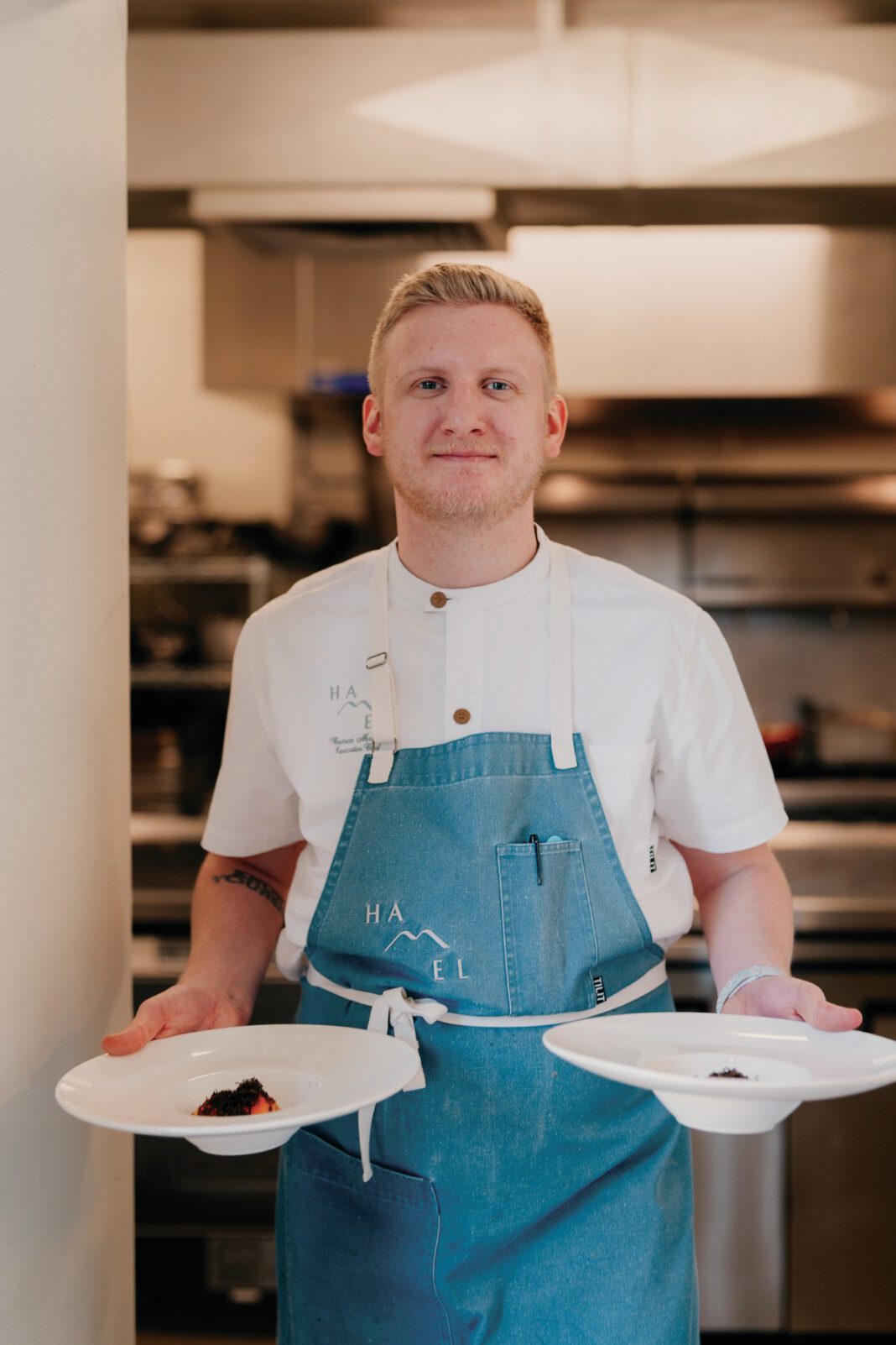 Chef Thomas Mendel harvests ingredients from a biodynamic garden for the four-course tasting experience at Hamel Family Wines.