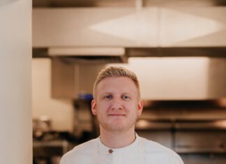 Chef Thomas Mendel harvests ingredients from a biodynamic garden for the four-course tasting experience at Hamel Family Wines.