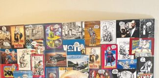 Every George Shult postcard is cut from watercolor paper and fronted with photocopied or hand-reproduced art—iconic, comic, camp, historic.