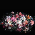 Colorful flowers and bubbles in Jake Messing’s acrylic painting “Bubbling Blooms”